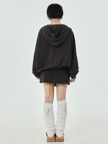 Achihara Renaissance Washed Hoodie V-Neck T-Shirt Long-Sleeve