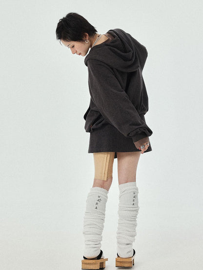 Achihara Renaissance Washed Hoodie V-Neck T-Shirt Long-Sleeve
