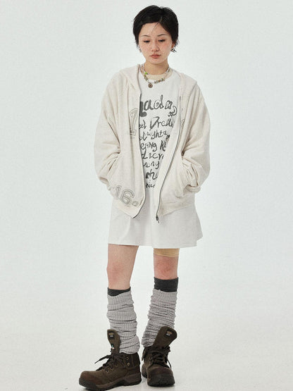 Achihara Renaissance Washed Hoodie V-Neck T-Shirt Long-Sleeve
