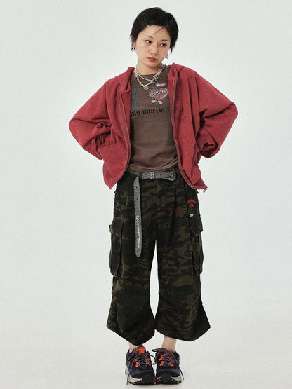 Renaissance Washed Hoodie V-Neck T-Shirt Long-Sleeve