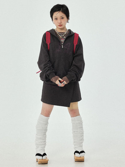 Achihara Renaissance Washed Hoodie V-Neck T-Shirt Long-Sleeve