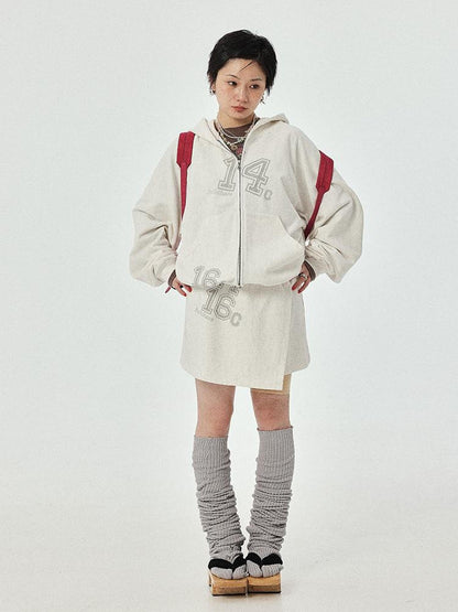 Achihara Renaissance Washed Hoodie V-Neck T-Shirt Long-Sleeve