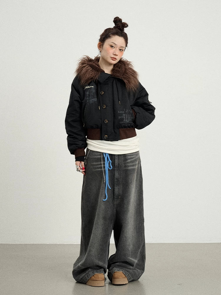 Achihara Revelation Inspired Short Puffer Coat With Fur Hood Padded Jacket-4