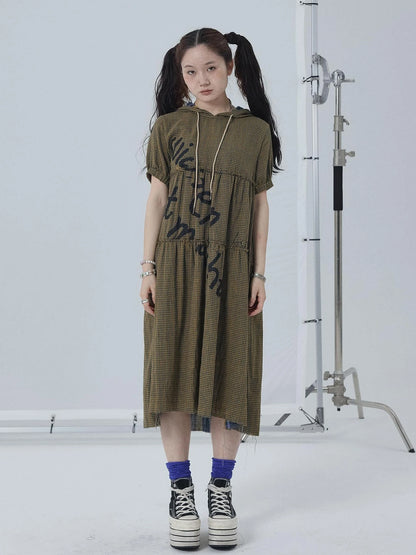 Reversible Plaid Trim Vintage A Line Dress For Summer Fall