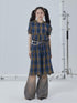 Achihara Reversible Plaid Trim Vintage A Line Dress For Summer Fall