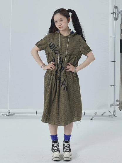 Reversible Plaid Trim Vintage A Line Dress For Summer Fall