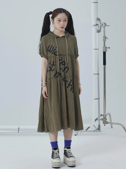 Reversible Plaid Trim Vintage A Line Dress For Summer Fall