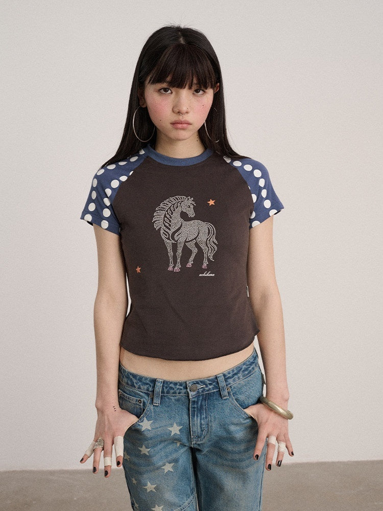 Achihara_Rhinestone_Slim_Fit_Office_Polka_Dot_Women_Cotton_Blend_Short_Sleeve_T-Shirts_MISSTT