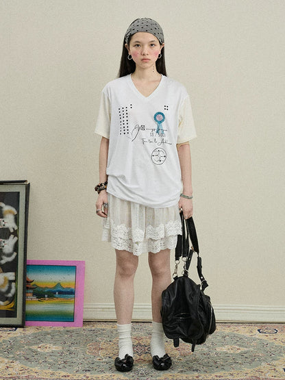 Achihara Rock Malt Star V-neck Tee-1