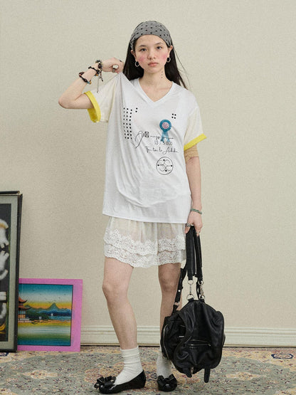 Achihara Rock Malt Star V-neck Tee