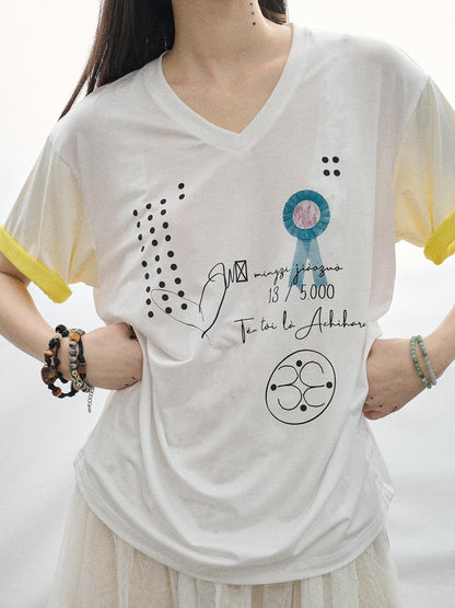 Achihara Rock Malt Star V-neck Tee