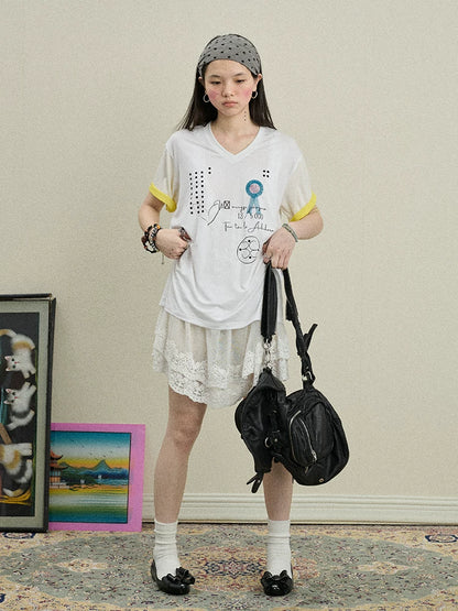 Achihara Rock Malt Star V-neck Tee-2
