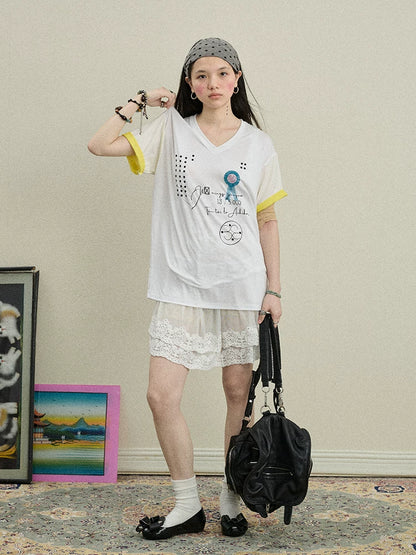 Achihara Rock Malt Star V-neck Tee-3