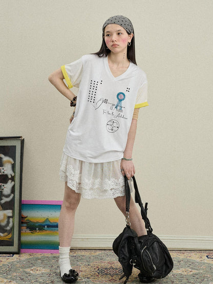 Achihara Rock Malt Star V-neck Tee
