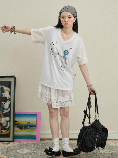 Achihara Rock Malt Star V-neck Tee