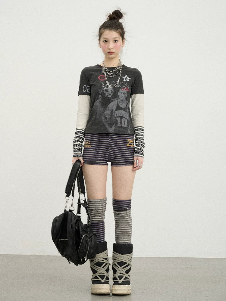 Achihara Rodman Inspired Slim Fit Basketball Tee Long Sleeve Layering Top-1