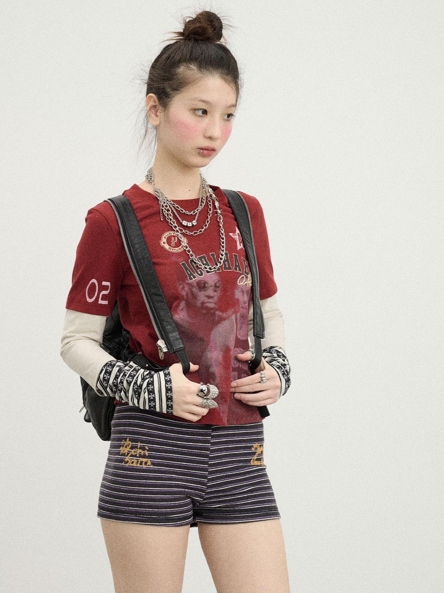 Achihara Rodman Inspired Slim Fit Basketball Tee Long Sleeve Layering Top
