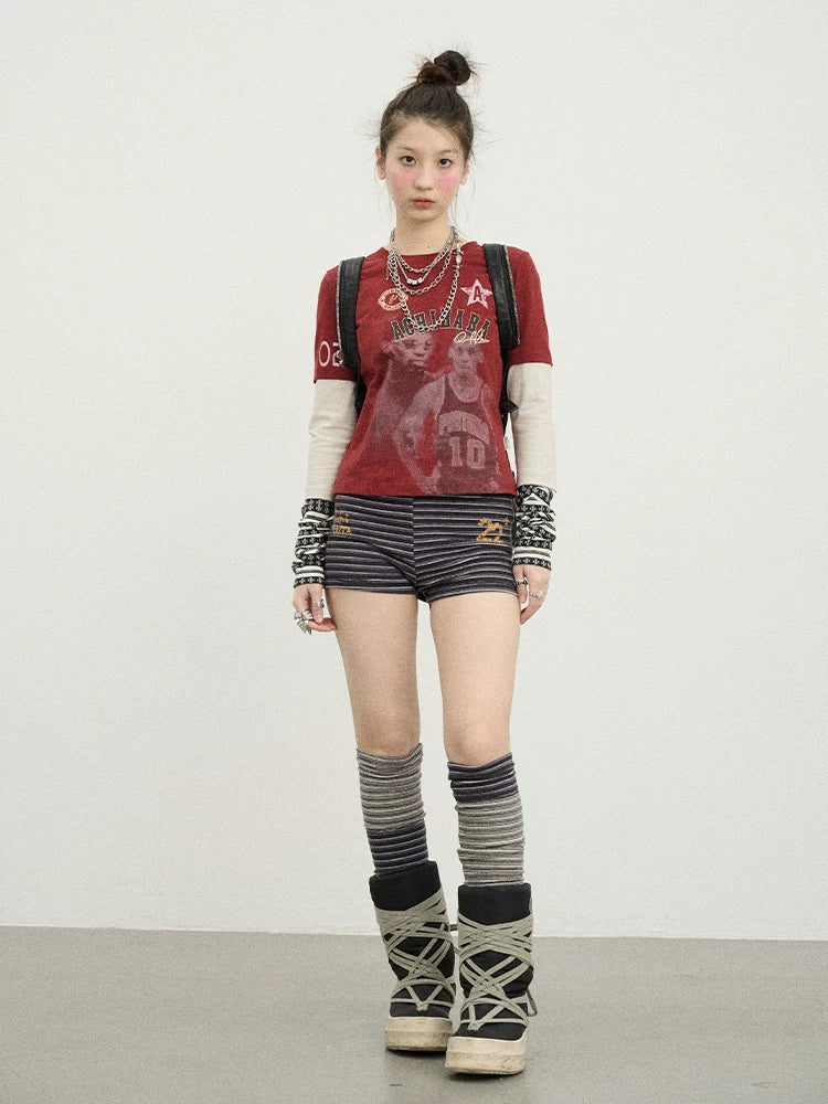 Achihara Rodman Inspired Slim Fit Basketball Tee Long Sleeve Layering Top-2