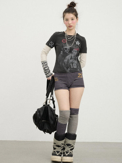 Rodman Inspired Slim Fit Basketball Tee Long Sleeve Layering Top