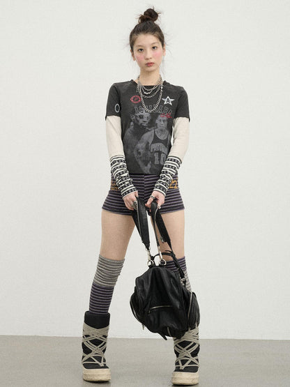 Achihara Rodman Inspired Slim Fit Basketball Tee Long Sleeve Layering Top