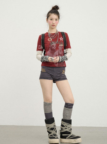 Achihara Rodman Inspired Slim Fit Basketball Tee Long Sleeve Layering Top