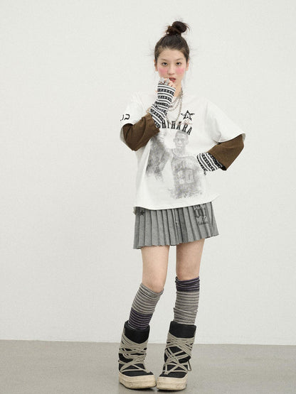 Achihara Rodman Oversized Jersey Tee V Neck T Shirt Long Sleeve