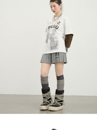 Achihara Rodman Oversized Jersey Tee V Neck T Shirt Long Sleeve