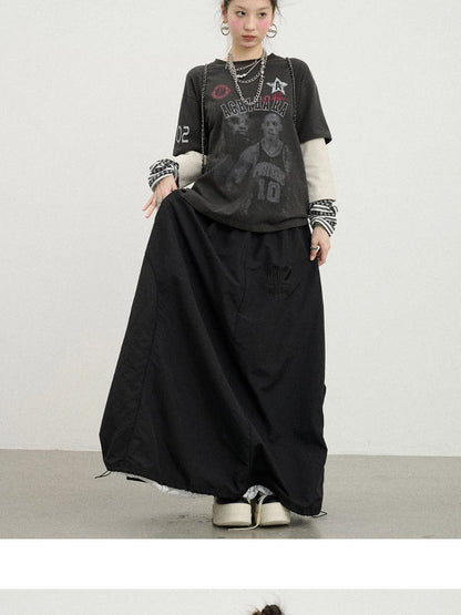 Rodman Oversized Jersey Tee V Neck T Shirt Long Sleeve