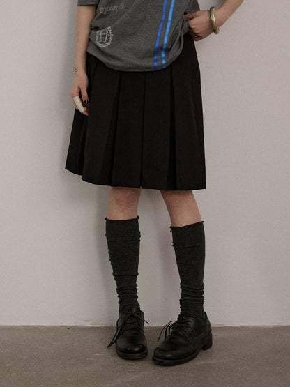 Achihara Sexy Low Waist Pleated A Line Black Polyester Women Mini Skirts-1