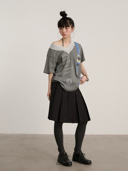Achihara Sexy Low Waist Pleated A Line Black Polyester Women Mini Skirts-5