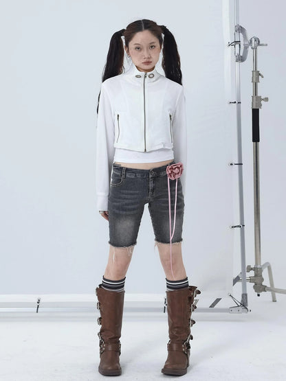 Sheer Mesh Long Sleeve Crop Sun Jacket