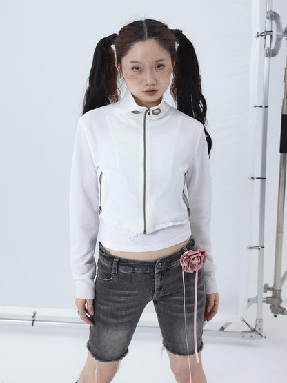 Achihara Sheer Mesh Long Sleeve Crop Sun Jacket