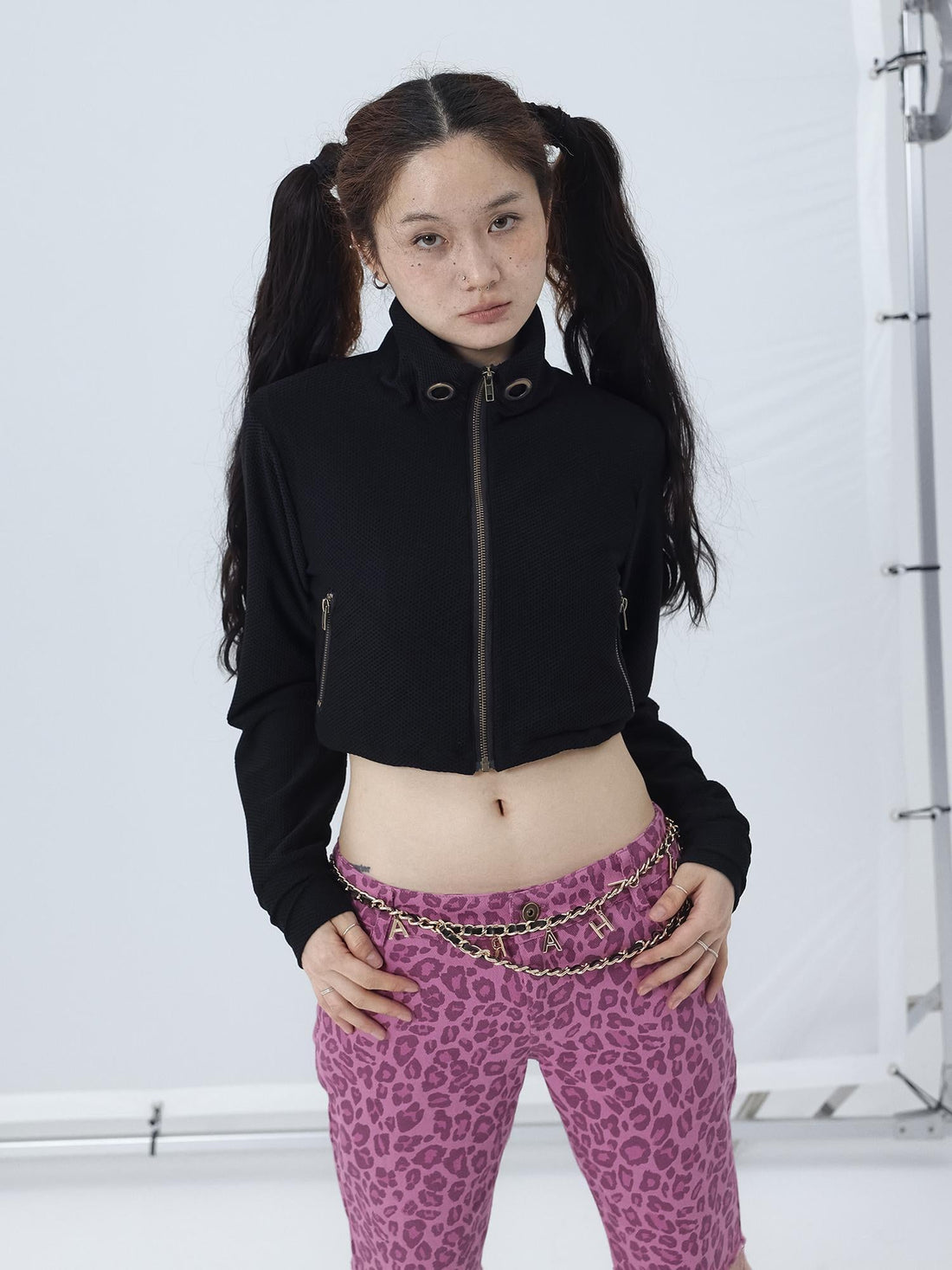 Achihara Sheer Mesh Long Sleeve Crop Sun Jacket