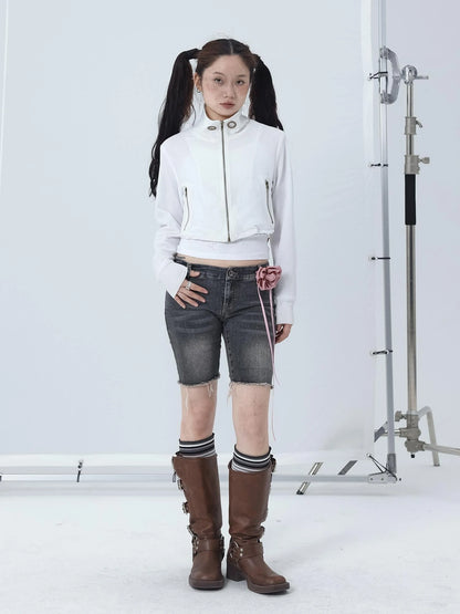 Sheer Mesh Long Sleeve Crop Sun Jacket