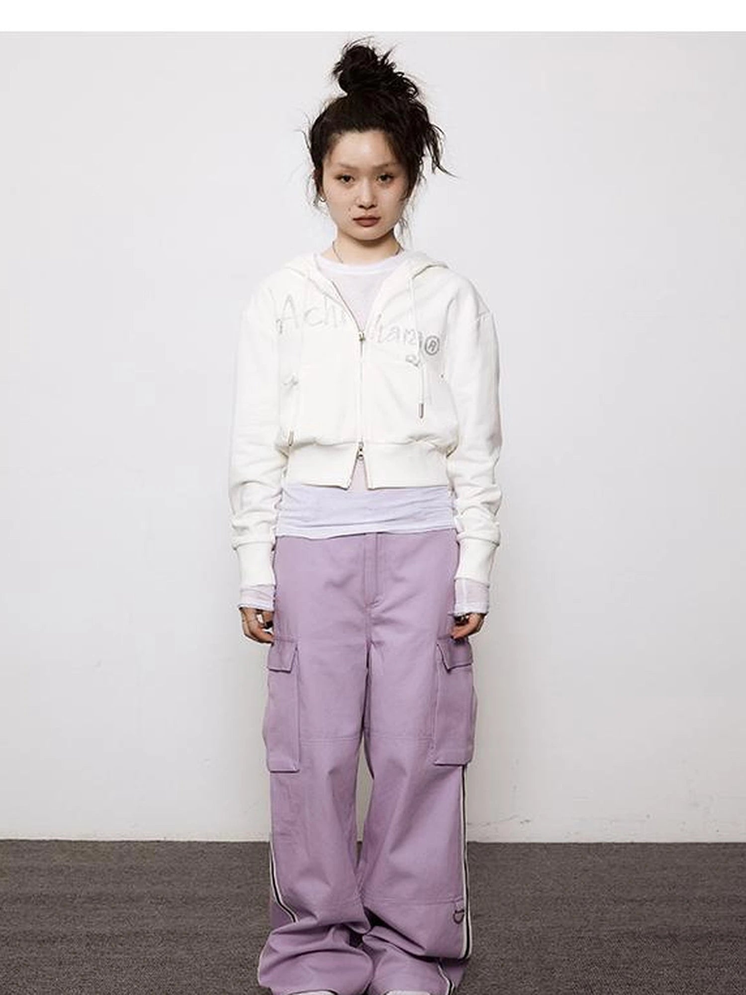 Short Heavy Hooded Sweater With Rhinestones