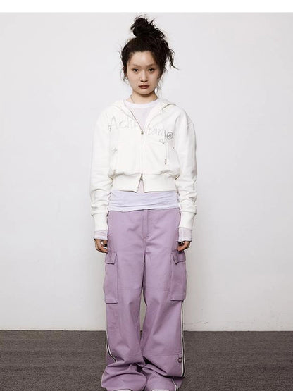 Short Heavy Hooded Sweater With Rhinestones