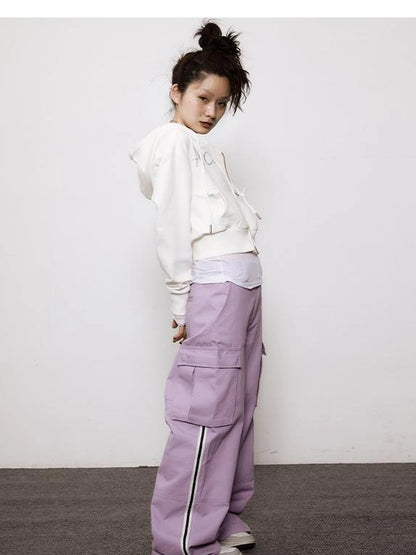 Short Heavy Hooded Sweater With Rhinestones