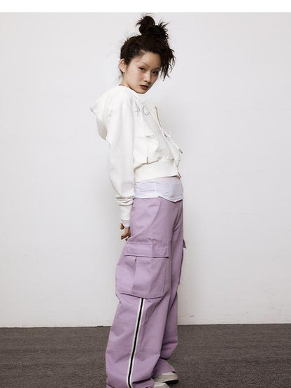 Achihara Short Heavy Hooded Sweater With Rhinestones