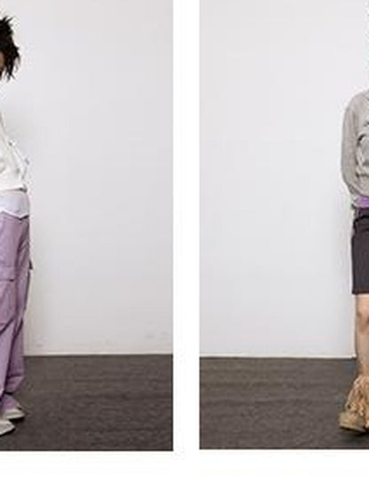Achihara Short Heavy Hooded Sweater With Rhinestones
