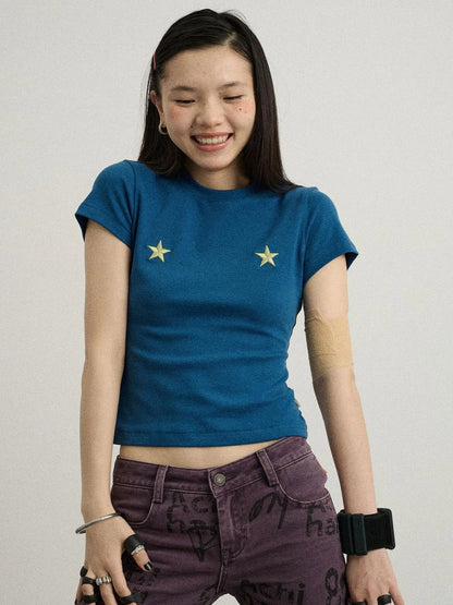 Sleepless Stars Embroidered Tee