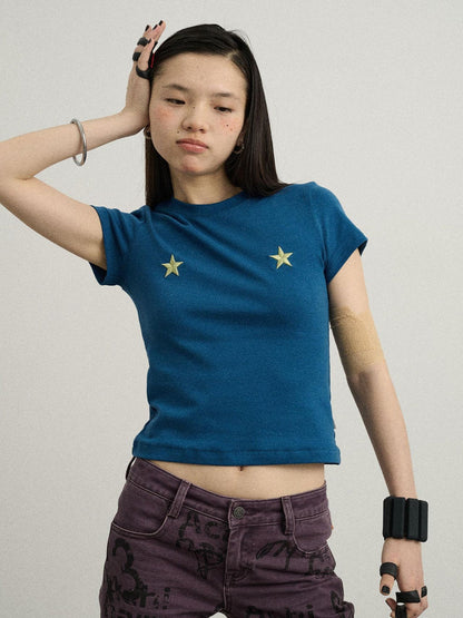 Achihara Sleepless Stars Embroidered Tee