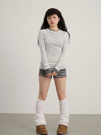 Smoothie Ice Knit Tee V Neck T Shirt Long Sleeve