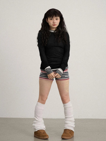Smoothie Ice Knit Tee V Neck T Shirt Long Sleeve