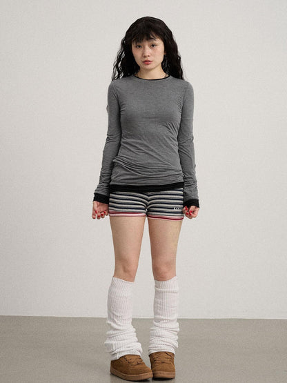 Achihara Smoothie Ice Knit Tee V Neck T Shirt Long Sleeve