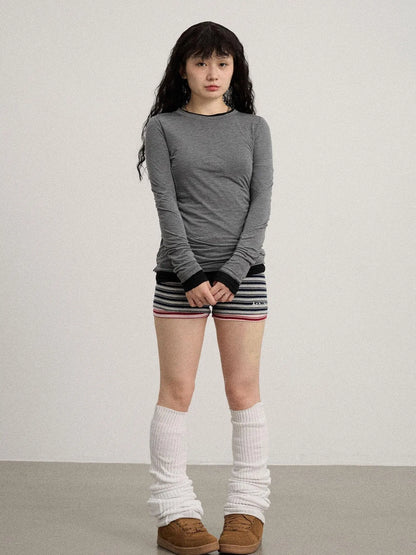 Smoothie Ice Knit Tee V Neck T Shirt Long Sleeve