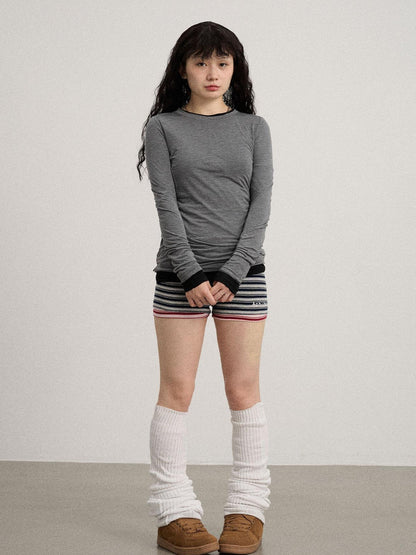 Achihara Smoothie Ice Knit Tee V Neck T Shirt Long Sleeve