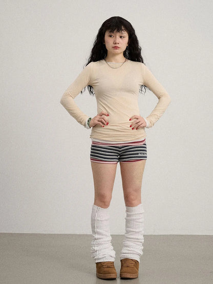 Smoothie Ice Knit Tee V Neck T Shirt Long Sleeve