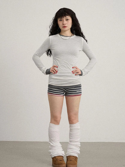 Smoothie Ice Knit Tee V Neck T Shirt Long Sleeve