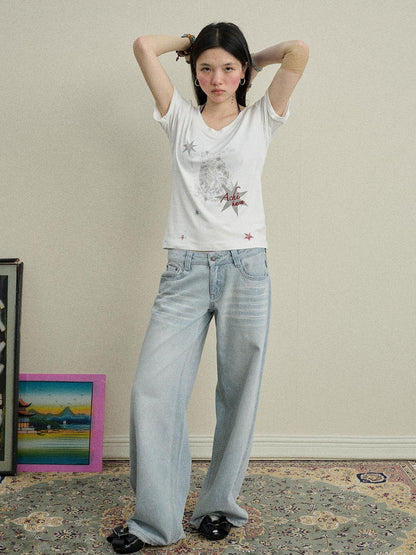 Achihara Sneezing Star 2.0 Tee V-Neck T-Shirt Long-Sleeve