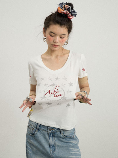 Achihara Sneezing Star Short Sleeve Slim Fit T-Shirt